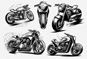 Abstract cafe racer motorcycle tattoo idea