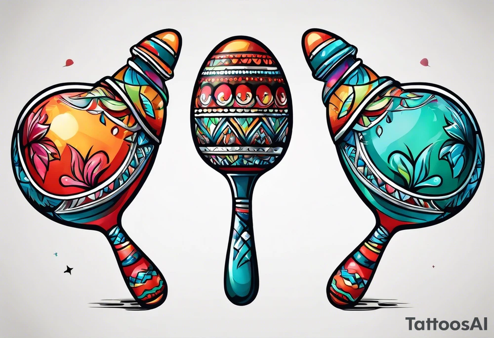 2 swinging maracas with rum tattoo idea