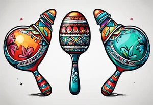 2 swinging maracas with rum tattoo idea