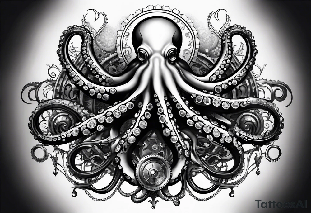 Octopus. Steampunk. Biomech. Sinster. Full arm sleeve....shoulder to wrist tattoo idea