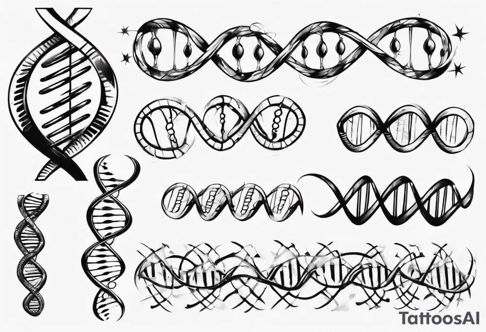 DNA strand curved tattoo idea