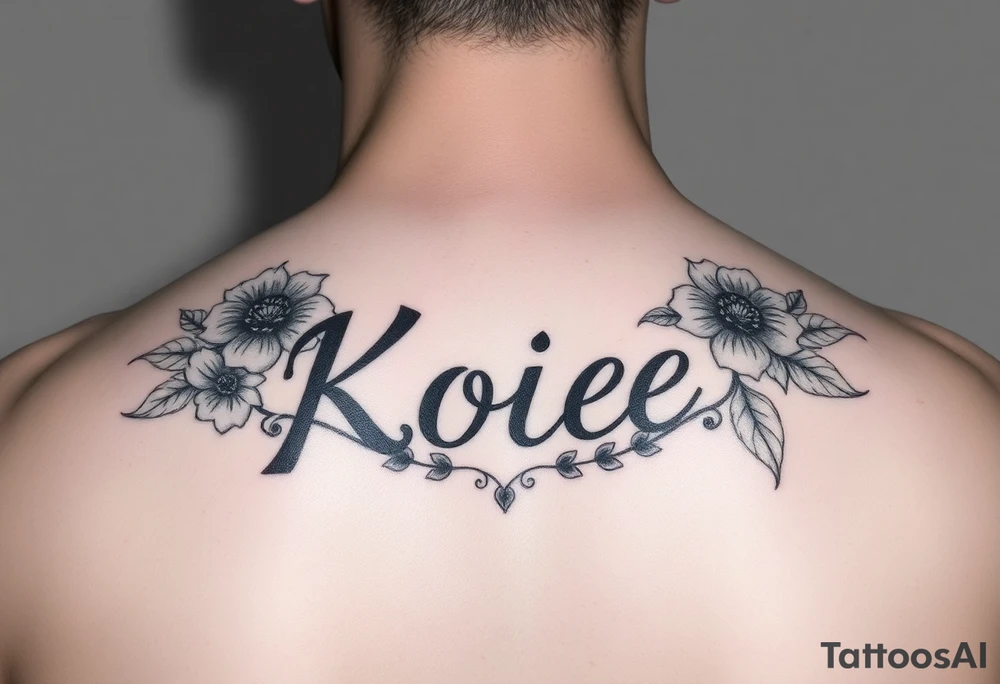 The name Kloee with flowers around it or in it tattoo idea