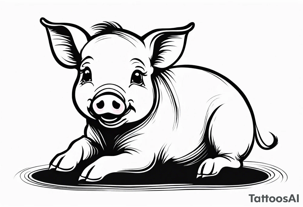 very cute happy piglet.
outline only.
black and white only.
only show the piglet. no extra lines or decoration.
no black shading.
dont make the ears too big.
draw very thin lines

should look like a tattoo that will only take 15 minutes to draw tattoo idea