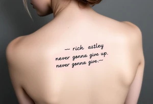 Young Rick Astley Meme Dance and Never Gonna Give You Up text tattoo idea