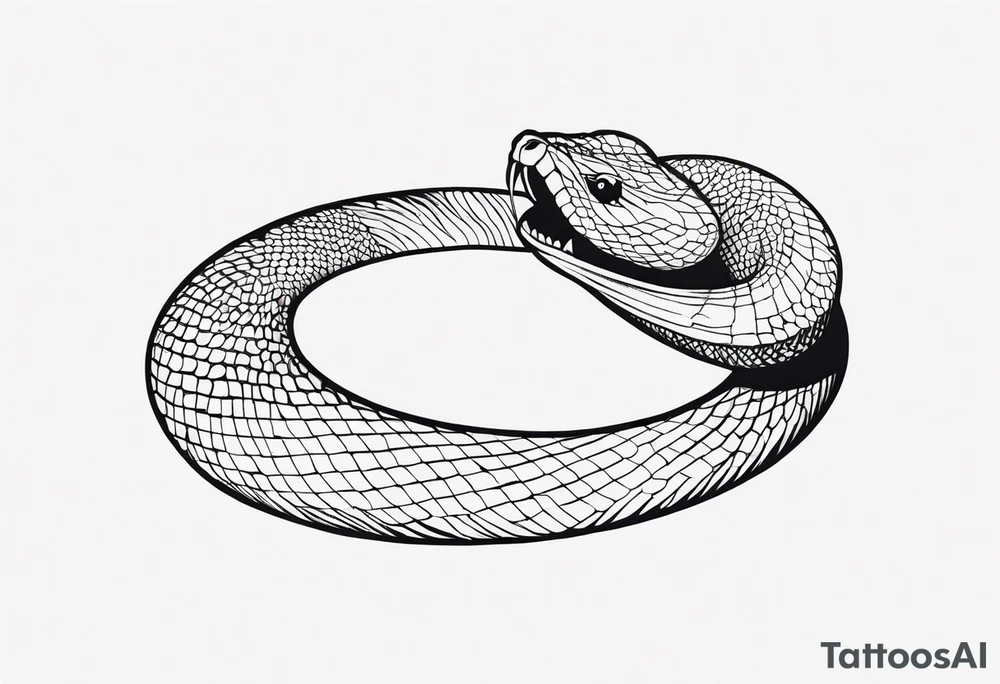 A snake wrapped around an arm, tongue in the form of a crescent tattoo idea