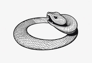 A snake wrapped around an arm, tongue in the form of a crescent tattoo idea
