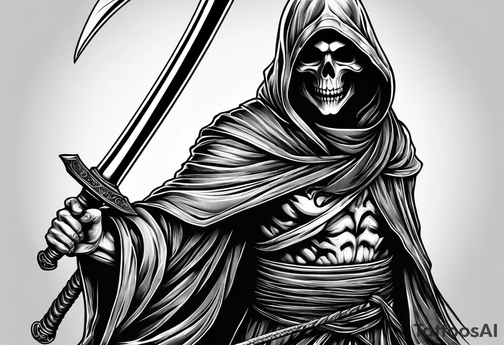 grim reaper with katana tattoo idea
