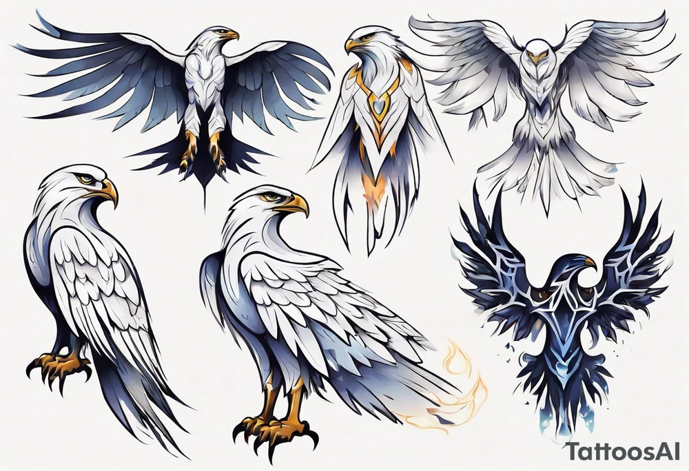 A spirit guide in the form of a white hawk tattoo idea