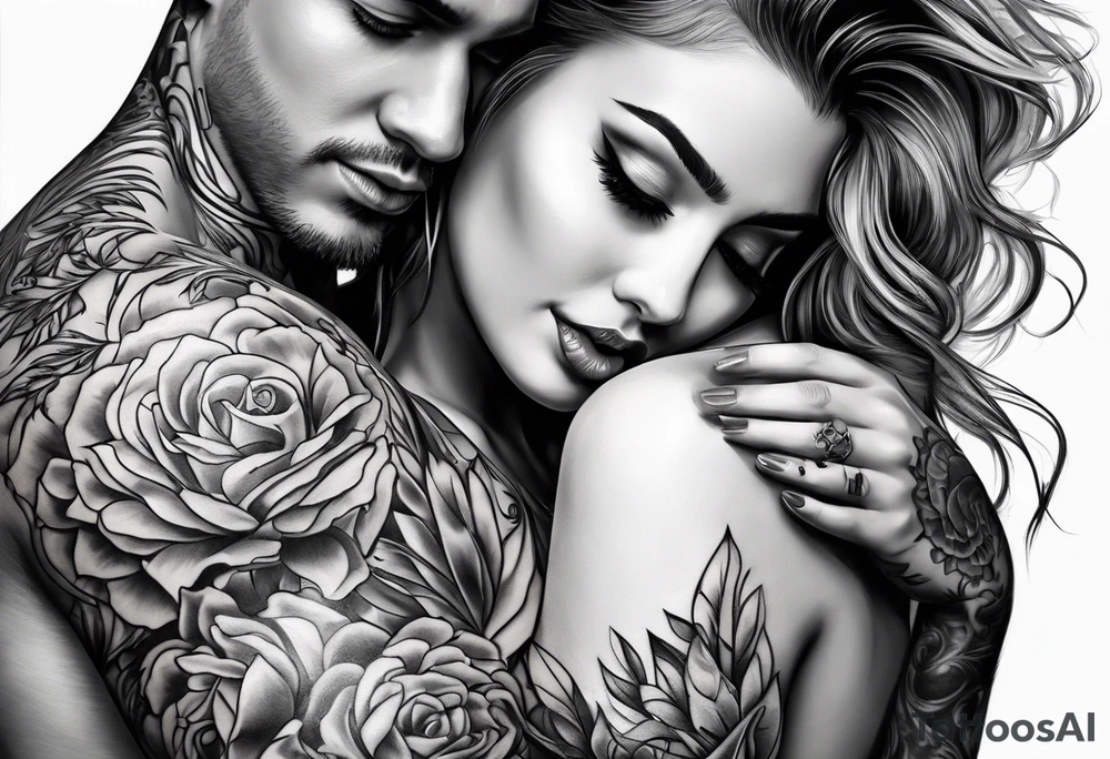 Couple hugging tattoo idea