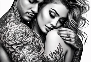 Couple hugging tattoo idea