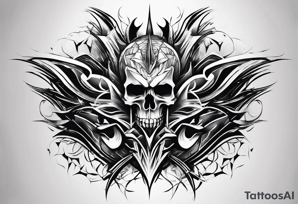 extreme fragmented twisted bone anger pain on arm tattoo idea