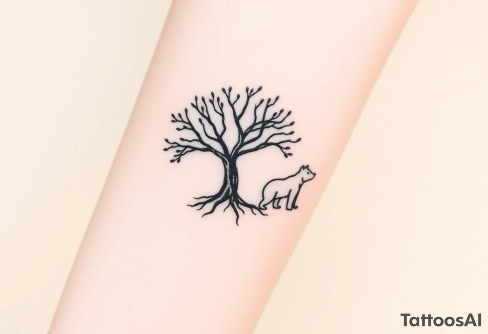 Tree of life one adult bear and one baby bear tattoo idea