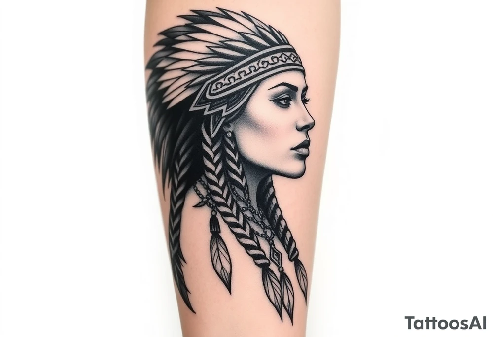 Female Native American woman tattoo idea