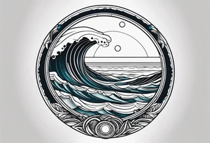 I want a tattoo of the ocean in a circle with more waves looking out at the ocean tattoo idea
