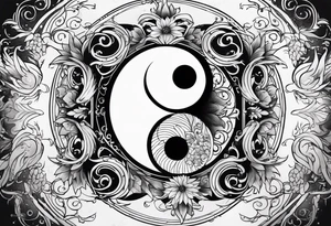 yin yang with fire and water and technology and nature tattoo idea