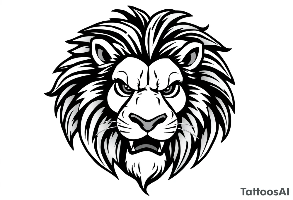 powerful majestic lion, close-up tattoo idea