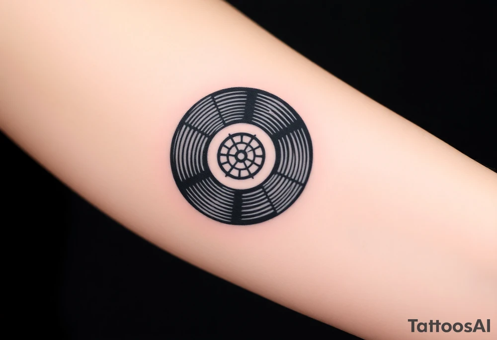 vinyl record and disco ball tattoo idea