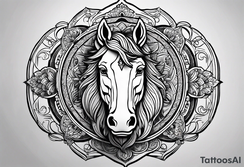 Pferd Mandala tattoo idea