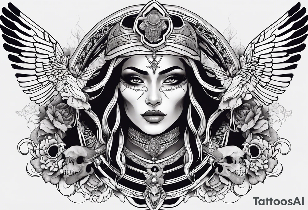 kali ma, alien goddess, valkrye, aries, pirate, divine feminine, zenza resonance, pachamama, lotus azul, blank panther, eagle, skull, 5D, nueva gaya, dna 12 tattoo idea