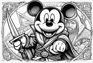 mickey mouse as assassins creed with blade tattoo idea