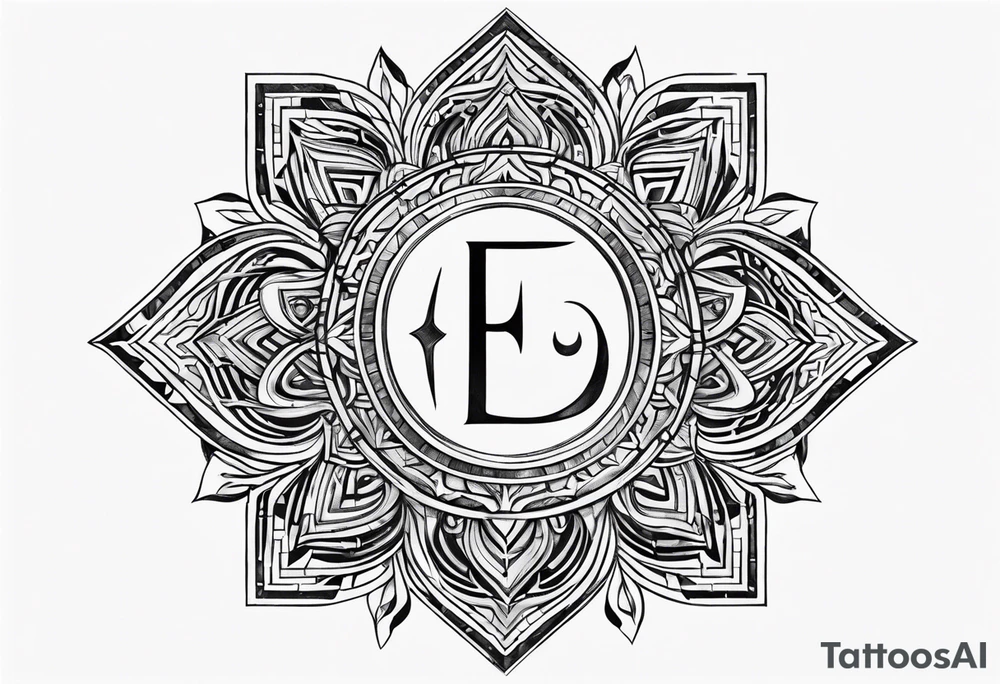 Arabic letter elif and sun symbol together tattoo idea