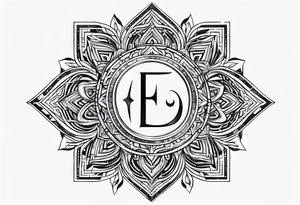 Arabic letter elif and sun symbol together tattoo idea