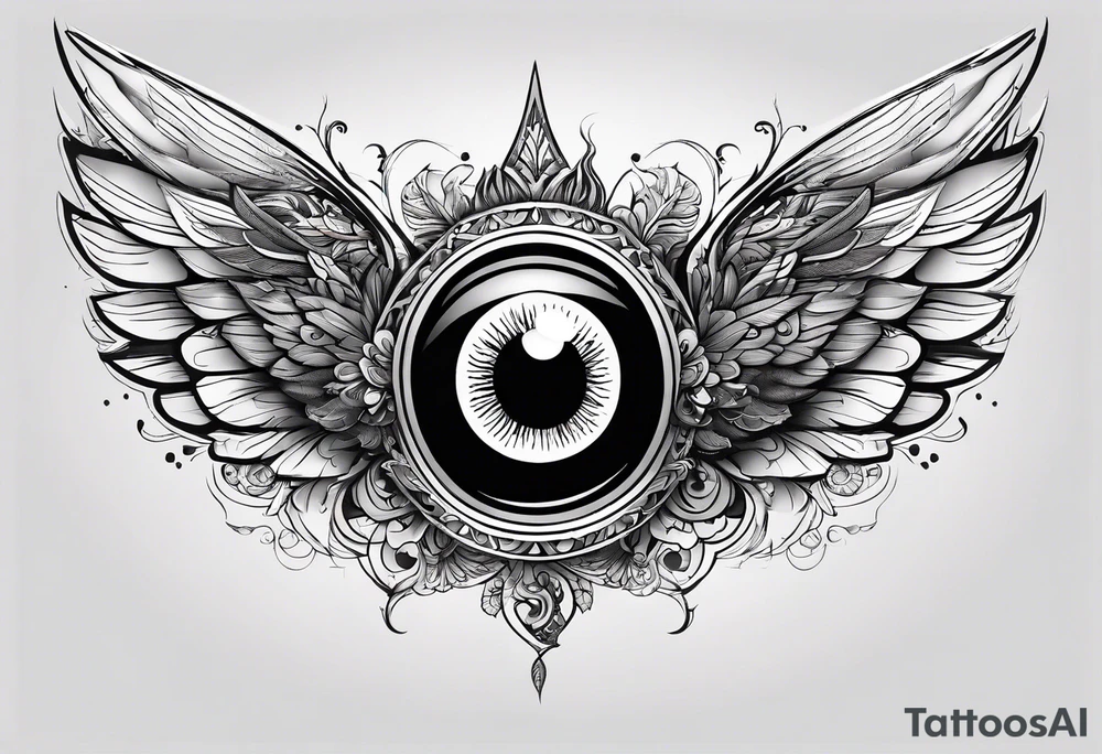 big eye with wings tattoo idea