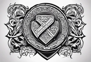 Valhalla viking gods shield hatchet tattoo idea
