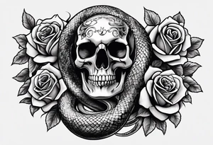 Snake in skull head,money rose,playing cards tattoo idea