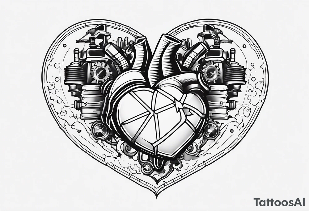 Mechanical Heart LOVE tattoo idea