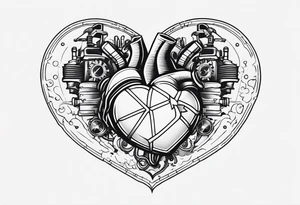 Mechanical Heart LOVE tattoo idea