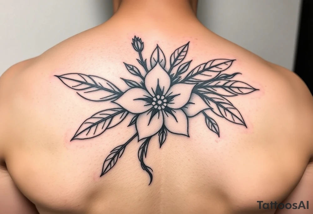 anishinaabe kwe with traditional ojibway flower design tattoo idea