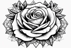 Tesseract with big roses and small stars tattoo idea