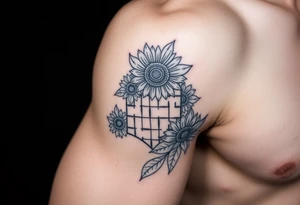 Crossword puzzle with sunflowers tattoo idea