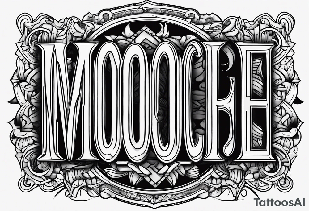 Draw the letters “Moochie” tattoo idea