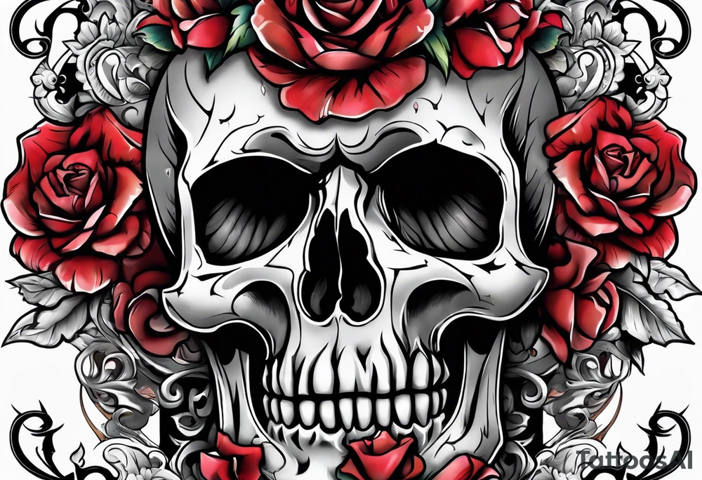 cross on top of a skull tattoo idea