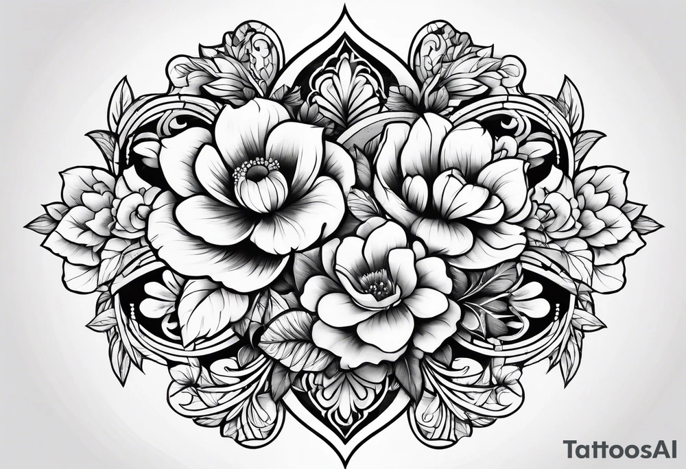 ornaments of flowers tattoo idea