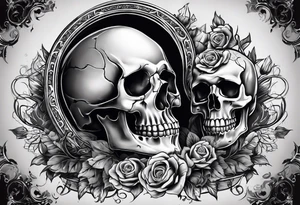 A skeleton hand interacting with a skull, either holding it or placed beside it, is a classic representation of mortality and the passage of time. tattoo idea