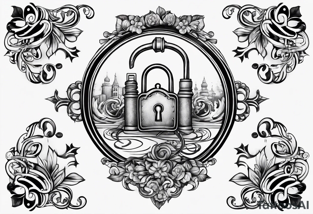 Infinity symbol with lock and key tattoo idea