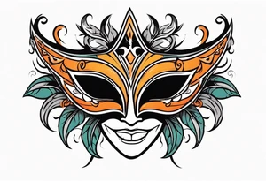 Laughing Male masquerade mask with orange and black thorns tattoo idea