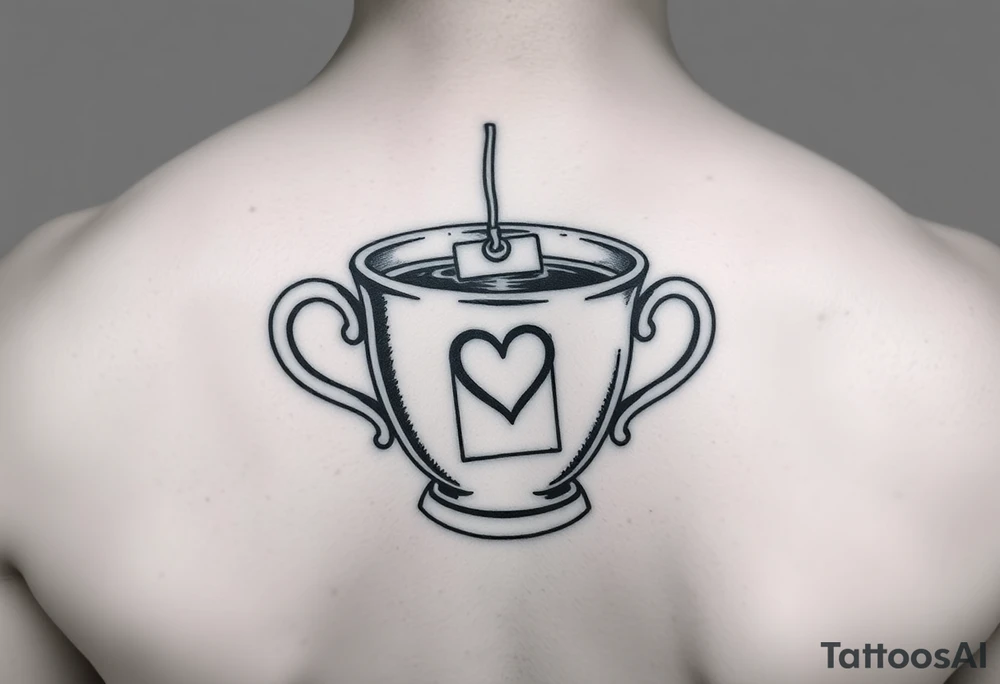Cup of tea simple vintage small with a tea bag hanging out of the cup with a love heart on it tattoo idea