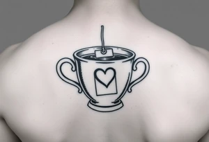 Cup of tea simple vintage small with a tea bag hanging out of the cup with a love heart on it tattoo idea