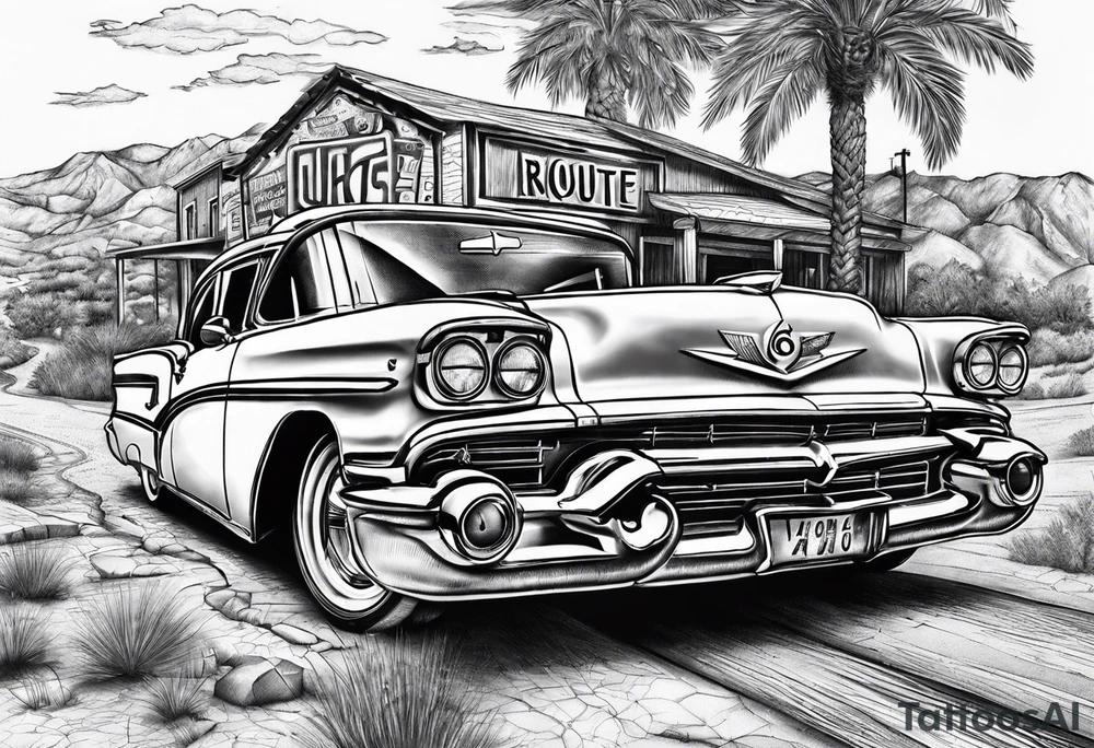 Sign Route 66, get your kicks tattoo idea