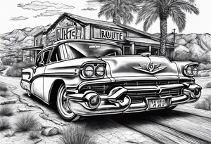 Sign Route 66, get your kicks tattoo idea
