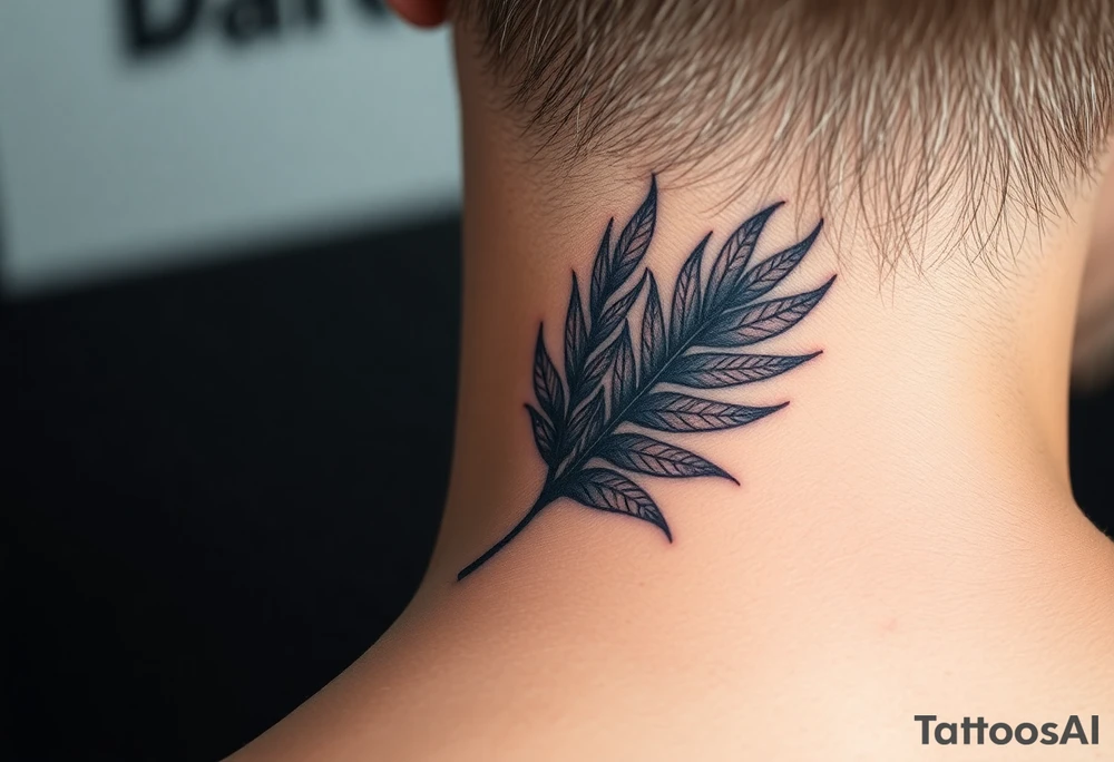 large woven palm leaves tattoo idea
