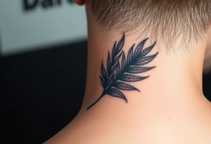 large woven palm leaves tattoo idea