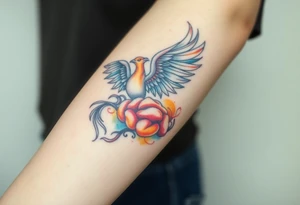 A phoenix rising out of a brain looking powerful tattoo idea