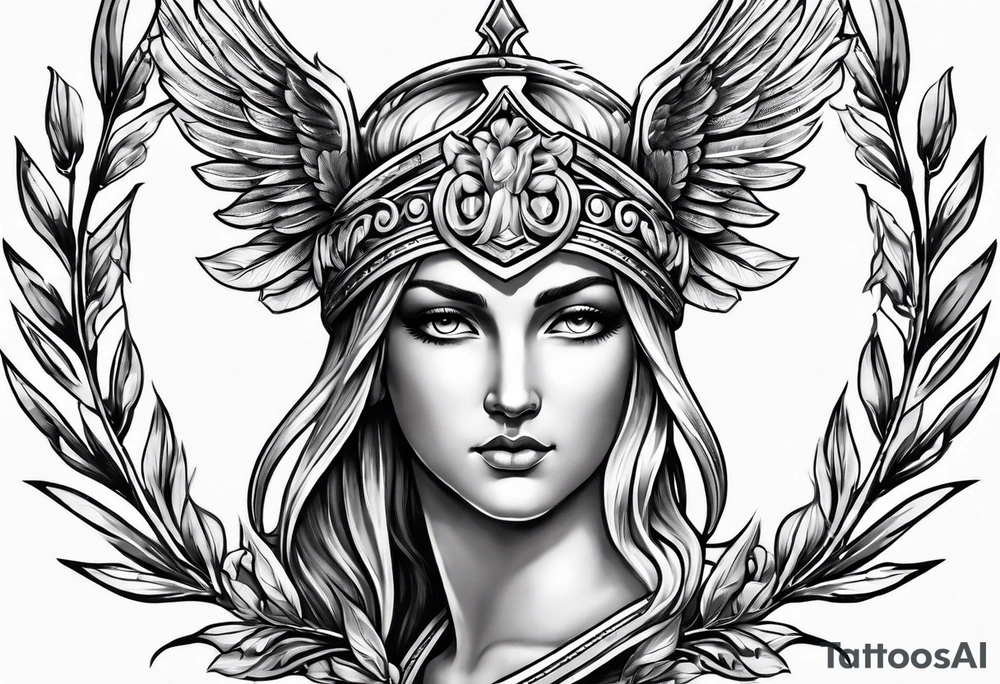 Athena with a laurel wreath around him tattoo idea