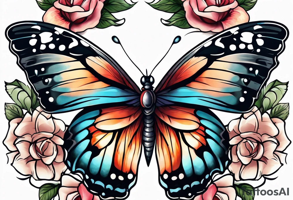 Butterfly on a flower tattoo idea
