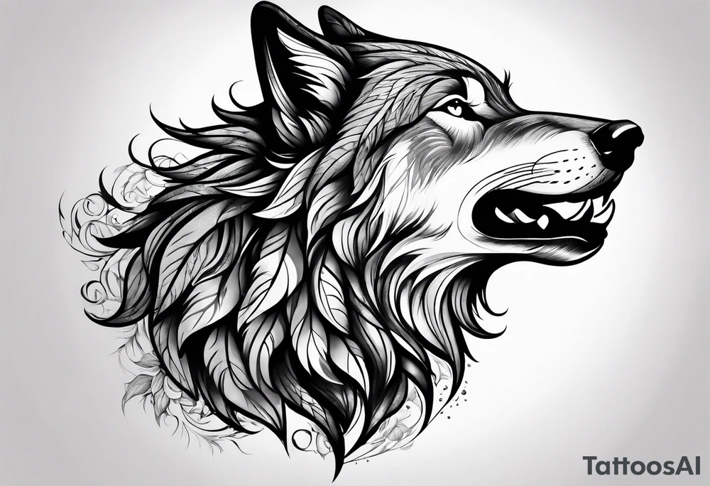 Wolf out of woman tattoo idea